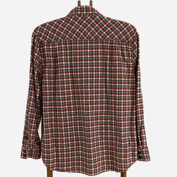 Old Ranch Men’s Flannel Plaid Button Up Shirt Size Large Rust Multi Colour - Picture 2 of 9